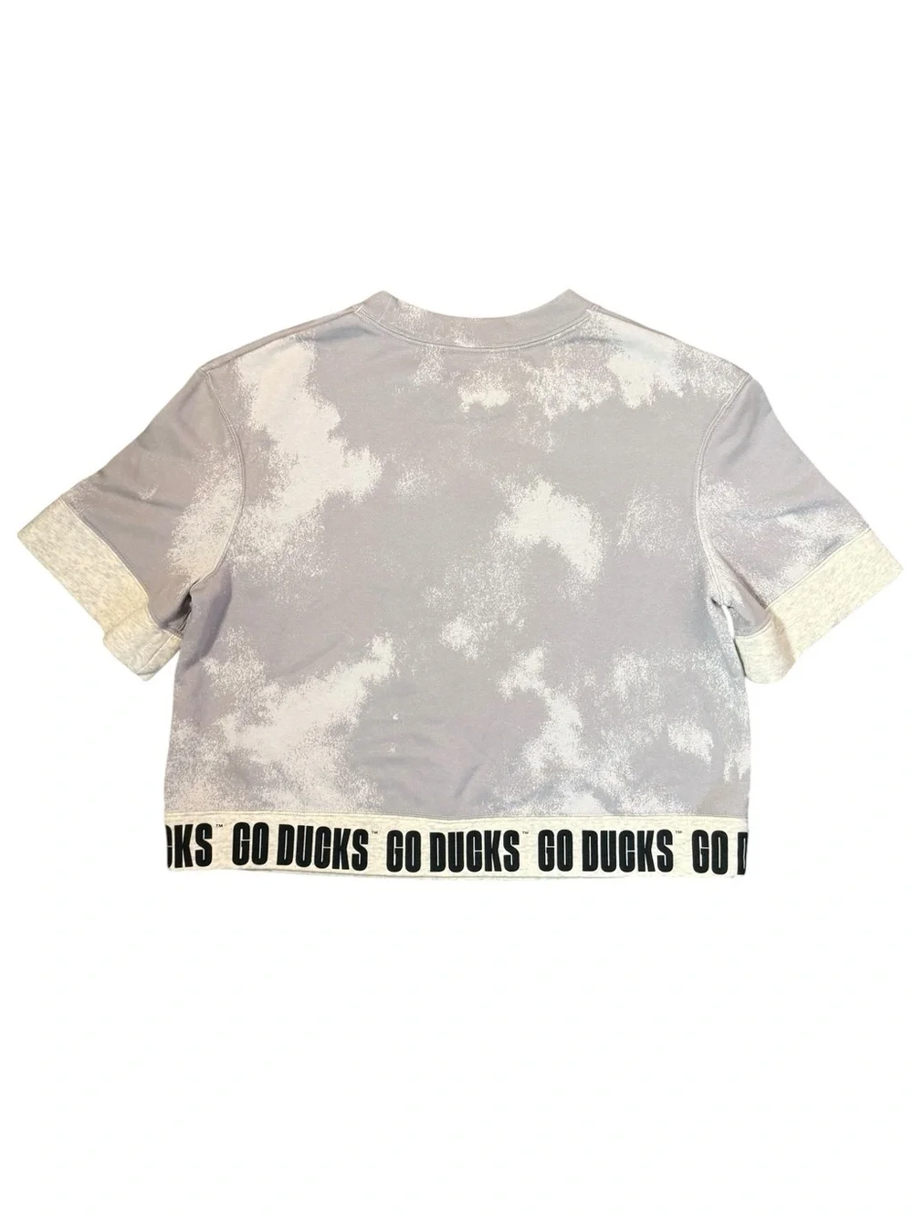 Nike Oregon Ducks Cropped Sweatshirt Tie Dye Bleach Wash Gray Women’s Size Small